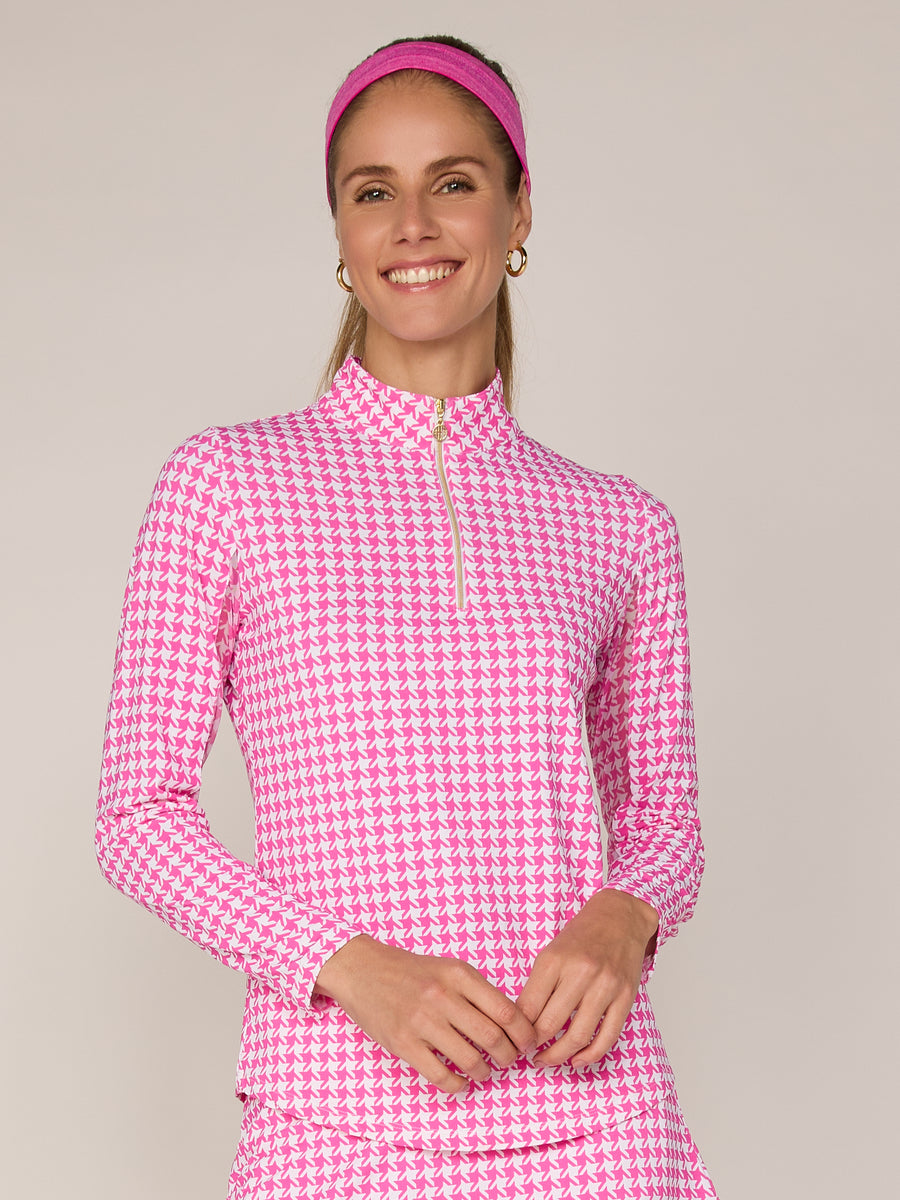 Women's Long Sleeve Golf Mock Neck Quarter-Zip Pullover Sun Safe