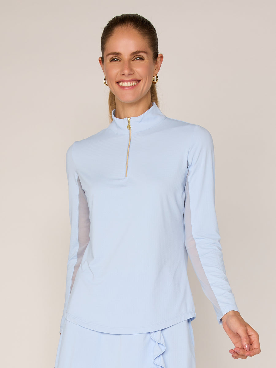 Women's Long Sleeve Golf Mock Neck Quarter-Zip Pullover Sun Safe