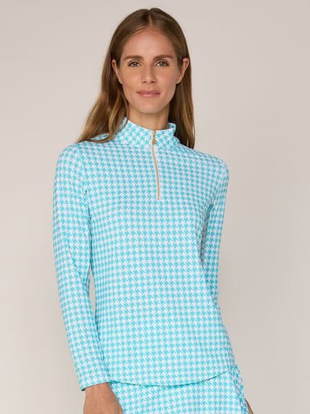 Women's Long Sleeve Golf Mock Neck Quarter-Zip Pullover Sun Safe